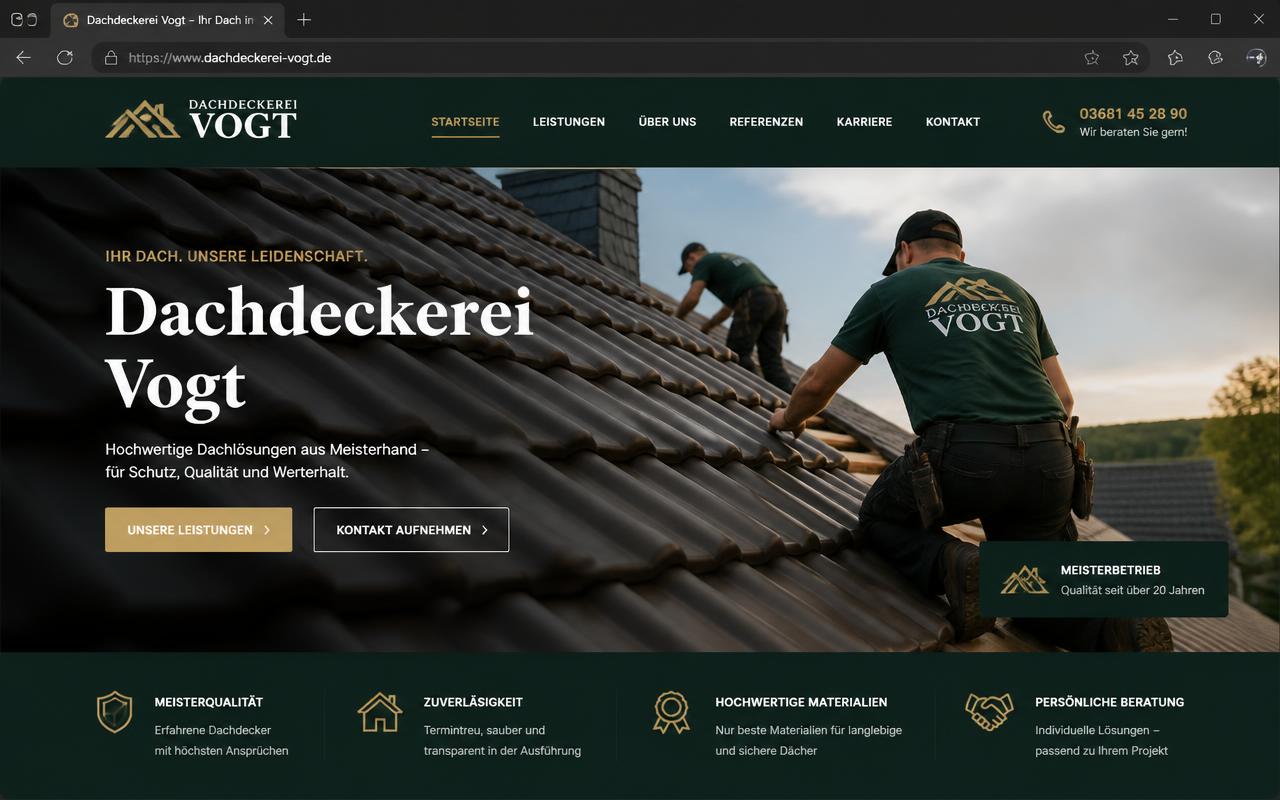 Beispiel einer Website für Dachhandwerk: Dachdeckerei Vogt