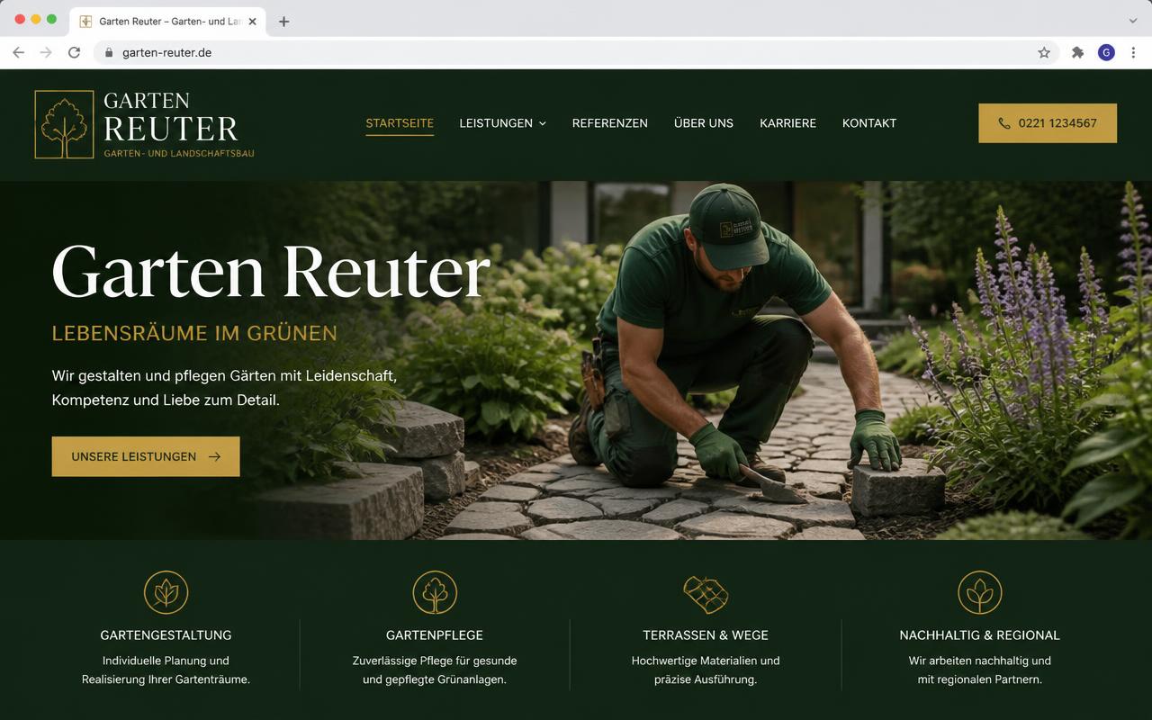 Beispiel einer Website für Landschaftsbau: Garten Reuter