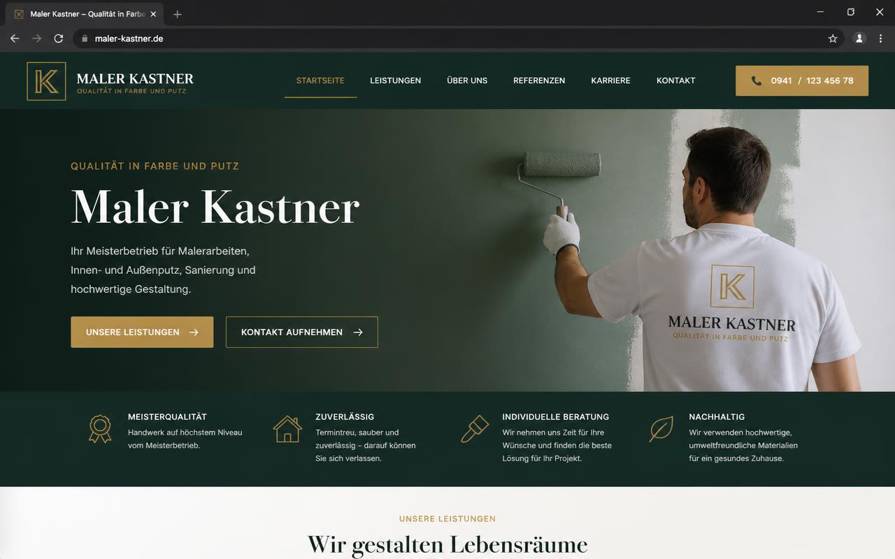 Beispiel einer Website für Maler & Putz: Maler Kastner
